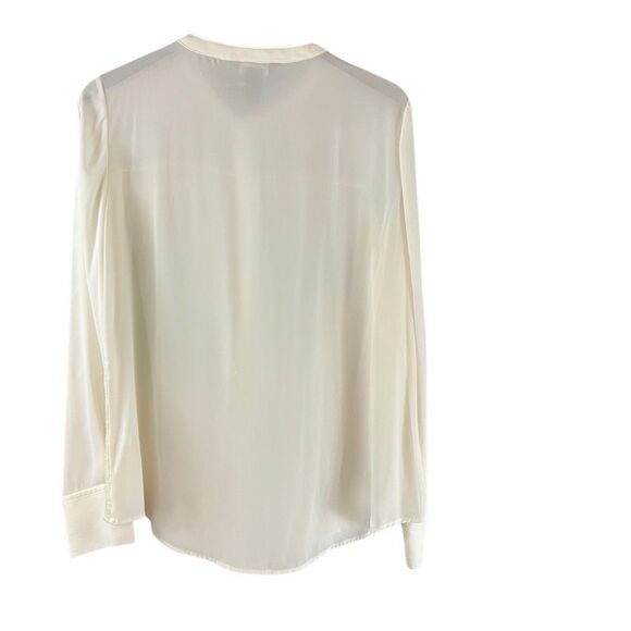WHBM Cream Polyester / Silk Long Sleeve Button Down Shirt Top Size 14 - Picture 2 of 7